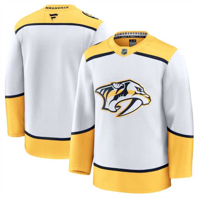 Mens Nashville Predators Custom White 2024-25 Away Stitched Hockey Jersey->customized nhl jersey->Custom Jersey